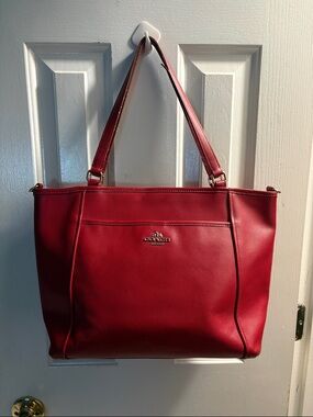 Coach Red Leather Shoulder Tote